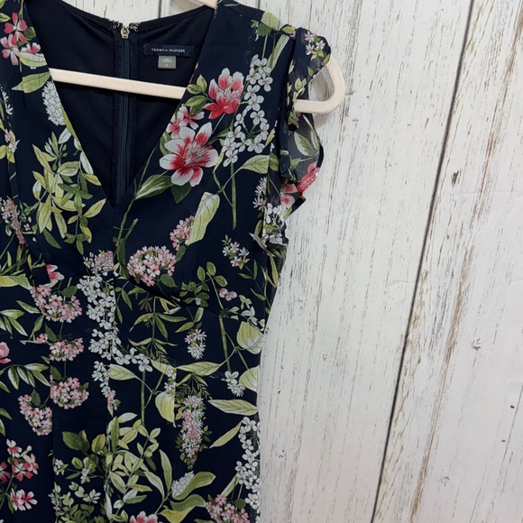 Tommy Hilfiger Navy Floral V-Neck Midi Dress - Picture 4 of 10